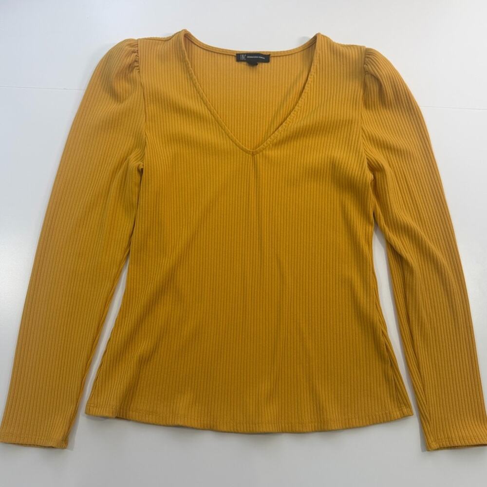 INC International Concepts Mustard Ribbed Knit Top Size‎ Large
